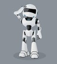 Vector realistic illustration of the white robot. scratching his head. Confused robot. Royalty Free Stock Photo