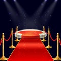 Vector podium with red carpet, ropes, stanchions Royalty Free Stock Photo