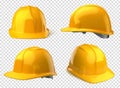 Vector yellow safety helmets on transparent background