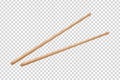 Vector realistic isolated drumsticks on the transparent background. Concept of drum playing.