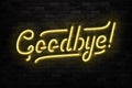 Vector realistic isolated neon sign of Goodbye typography logo for template decoration and mockup covering on the wall background.