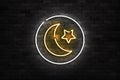 Vector realistic isolated neon sign of Islamic Crescent logo for template decoration on the wall background. Concept of Ramadan Ka