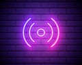 Vector realistic isolated neon sign logo for decoration and covering on the wall background. Concept of social media and movie