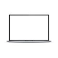 Realistic laptop with blank white screen. Electronic gadget vector illustration. Opened notebook