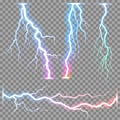 Vector realistic lightnings thunderbolt