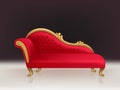 Vector realistic luxurious red velvet sofa, couch