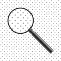 Vector Realistic Magnifier. Isolated Gray Metal Magnifying Glass Enlarging Dot Pattern. Loupe Tool With an Optical Lens, 3d Zoom Royalty Free Stock Photo