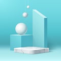 Vector realistic marble podium and geometric shape