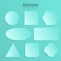 Vector realistic Matted turquoise color Web buttons symbol set isolated on a turquoise background Royalty Free Stock Photo