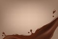 Vector realistic melted chocolate flow border isolated on light