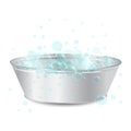 Vector realistic metal bowl or basin for washing with soap bubbl Royalty Free Stock Photo