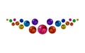 Vector Realistic Metallic Colorful Balls, Divider Line Template, Festive Illustration Isolated.