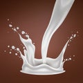 Vector realistic milk splash, liquid whirl