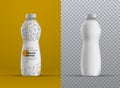 Vector realistic mockup plastic curved bottle for juice, yogurt, kefir or milk