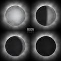 Vector realistic moon phases. Four basic moon phases.