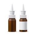 Vector realistic nasal spray brown bottle mockup