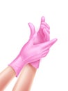 Vector realistic nurse hand wearing sterile gloves Royalty Free Stock Photo