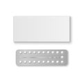 Vector Realistic Packaging of Birth Control Pills with Box Closeup Isolated. Contraceptive Pill, Hormonal pills. Design