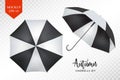 Vector realistic parasol, rain umbrella sunshade set. round mock up