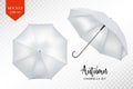 Vector realistic parasol, rain umbrella sunshade set. round mock up