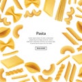 Vector realistic pasta types background banner illustration