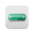 Vector Realistic Pharmaceutical Medical Green Pill, Vitamins, Capsule in Blister Closeup Isolated. Pill in Blister