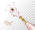 Vector realistic pink champagne explosion closeup