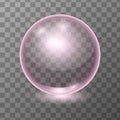 Vector realistic pink transparent glass ball, Royalty Free Stock Photo