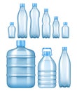 Vector realistic plastic water bottles set