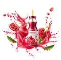 Vector realistic pomegranate juice bottle splash a Royalty Free Stock Photo