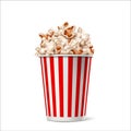 Vector realistic popcorn in striped bucket box Royalty Free Stock Photo