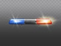 Vector realistic red, blue flashers for police car. Royalty Free Stock Photo