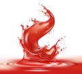 Vector realistic red tomato juice splash paint Royalty Free Stock Photo