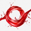 Vector realistic red tomato juice splash paint Royalty Free Stock Photo