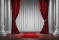 Vector realistic red velvet open curtains isolated on transparent background stock illustrationCurtain Stage Theater Theatrical Royalty Free Stock Photo