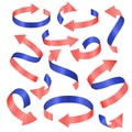 Vector realistic ribbons set.Blue and pink colored elements