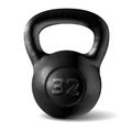 Vector realistic rough black kettlebell 32 kg isolated on white background