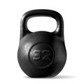 Vector realistic rough black kettlebell 32 kg isolated on white background