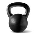 Vector realistic rough black kettlebell on white background