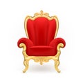 Vector realistic royal throne, luxurious red chair Royalty Free Stock Photo