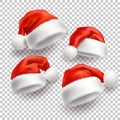 Vector realistic santa christmas holiday hat set