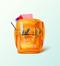 Vector realistic school bag back to school ad