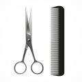 Vector Realistic Scissors and Comb, on white