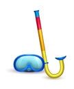 Vector realistic scuba diving mask goggles snorkel