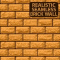 Vector realistic seamless texture of orange brick wall Royalty Free Stock Photo