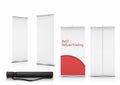 Vector blank roll-up banners, vertical stands Royalty Free Stock Photo