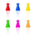 Vector realistic set of colorful board game figures or team members isolated on white background