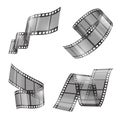 Vector realistic set of film strip, movie tapes Royalty Free Stock Photo