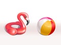 Vector set of inflatable flamingo rubber rings