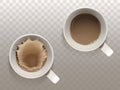 Vector set with two white cups of coffee Royalty Free Stock Photo